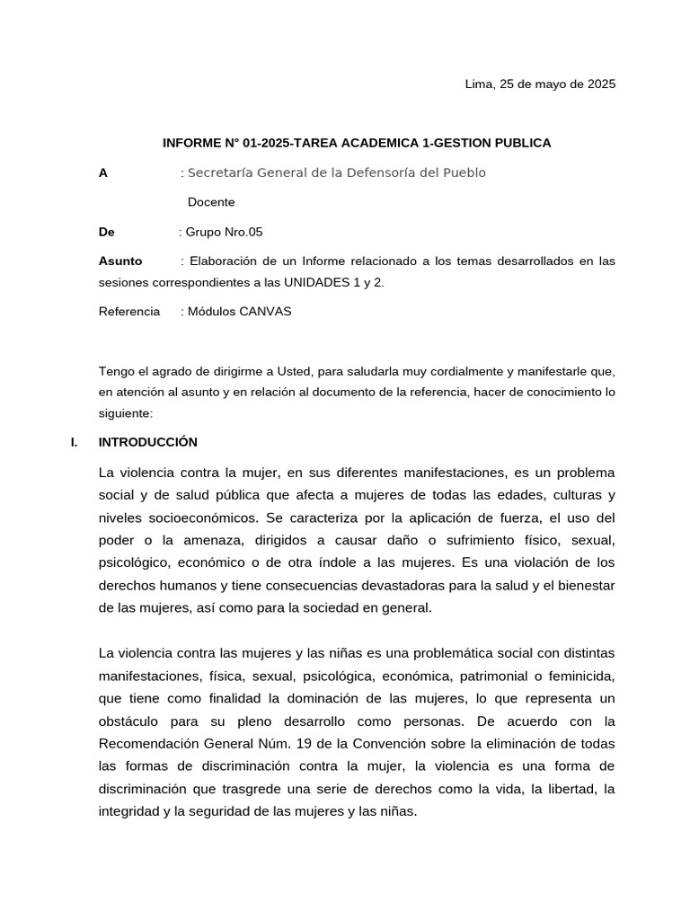 Informe sobre Violencia de Género en Perú | PDF | La violencia contra ...