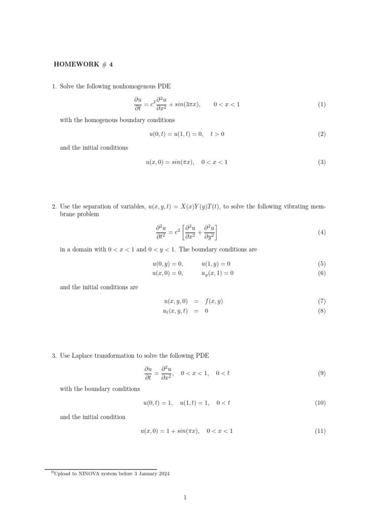 Homework 4: PDE and Boundary Problems | PDF