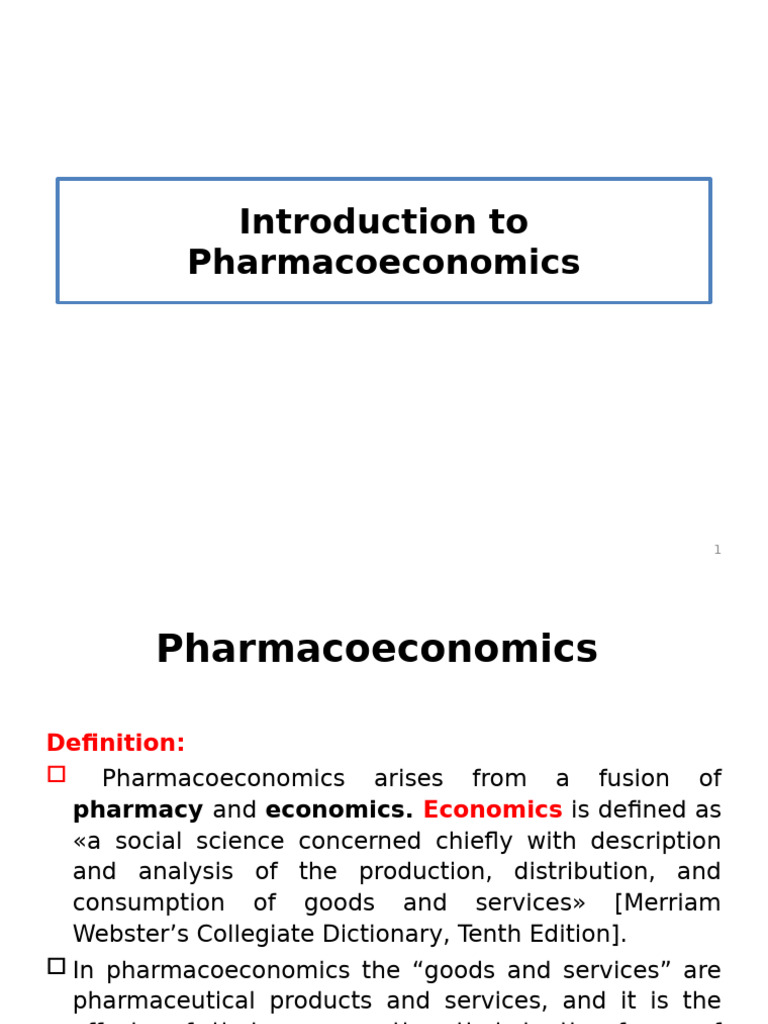 Introduction to Pharmacoeconomics | PDF | Sensitivity Analysis | Cost ...