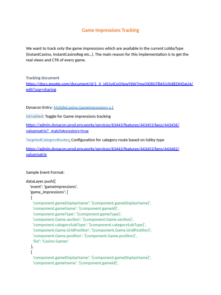 Game Impressions Tracking | PDF