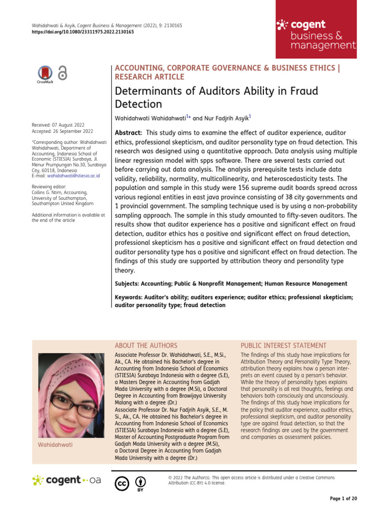 Determinants of Auditors Abili | PDF | Audit | Attitude (Psychology)