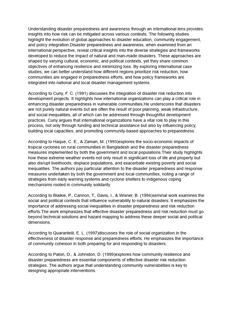 RRL (International Studies) | PDF | Emergency Management | Disaster ...