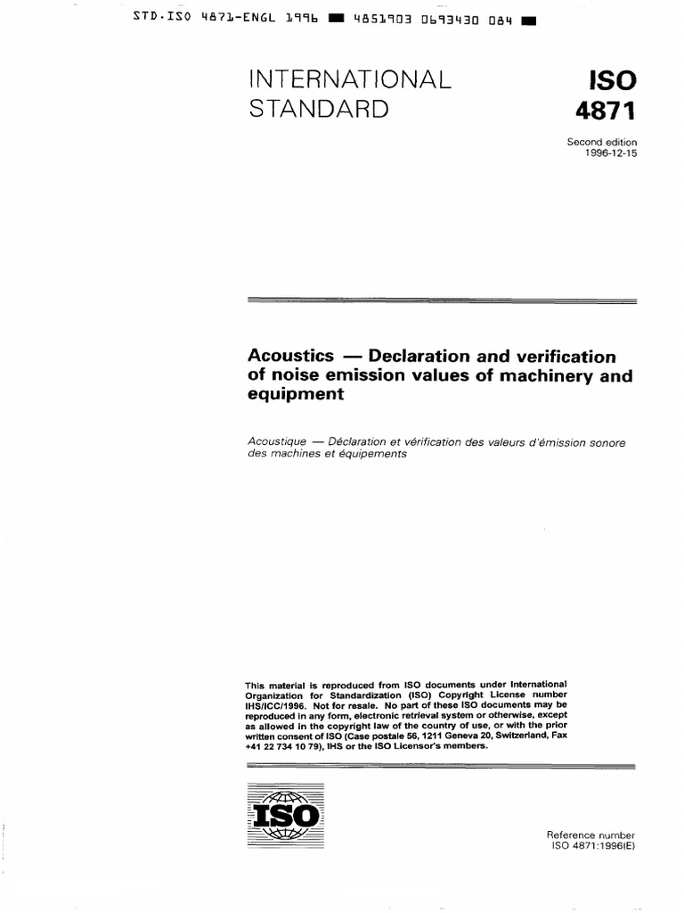 ISO 4871: Noise Emission Standards | PDF | International Organization ...