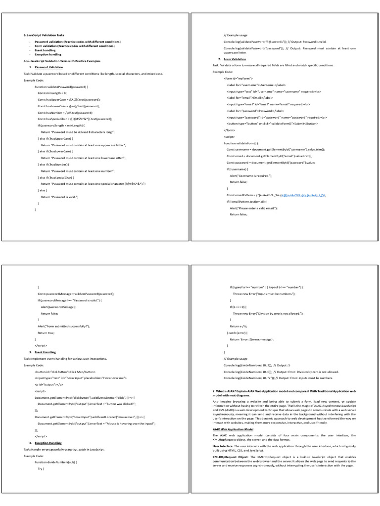 JavaScript Validation and AJAX Guide | PDF | Ajax (Programming) | Xml