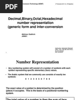 Decimal, Binary, Octal, Hexadecimal Number Representation (Generic Form and Inter-Conversion