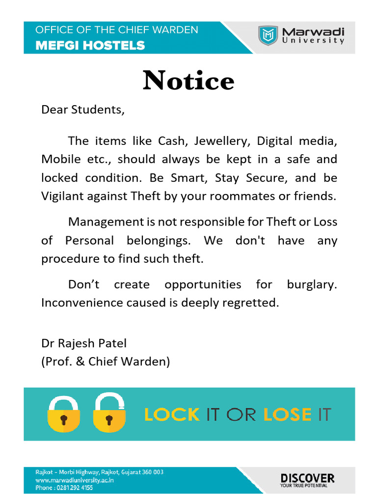 Secure Your Valuables: Important Notice | PDF