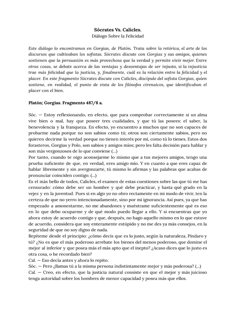 4-Sócrates vs Calicles | PDF | Platón | Verdad