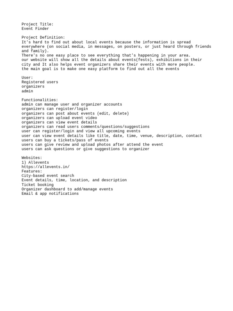 Local Event Finder Platform Overview | PDF