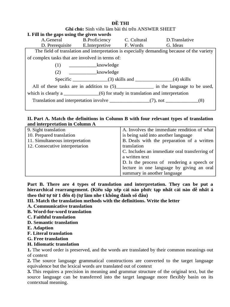 Translation and Interpretation Exam Guide | PDF | Translations | Human ...