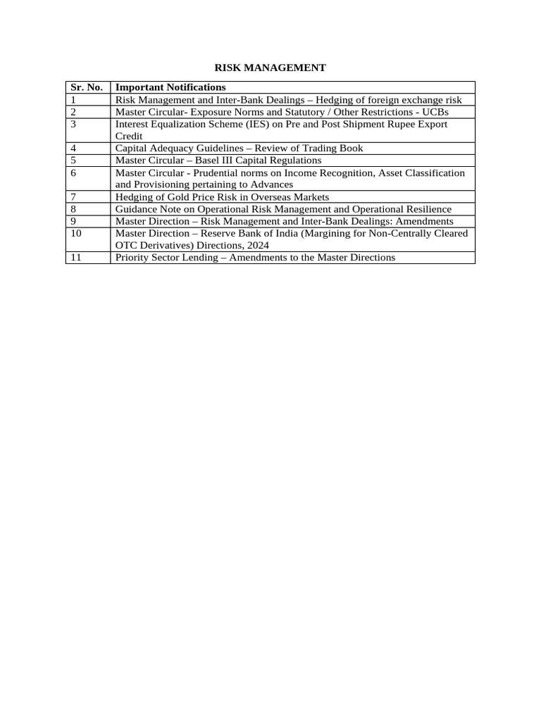 Risk Management Guidelines and Updates | PDF | Capital Requirement ...