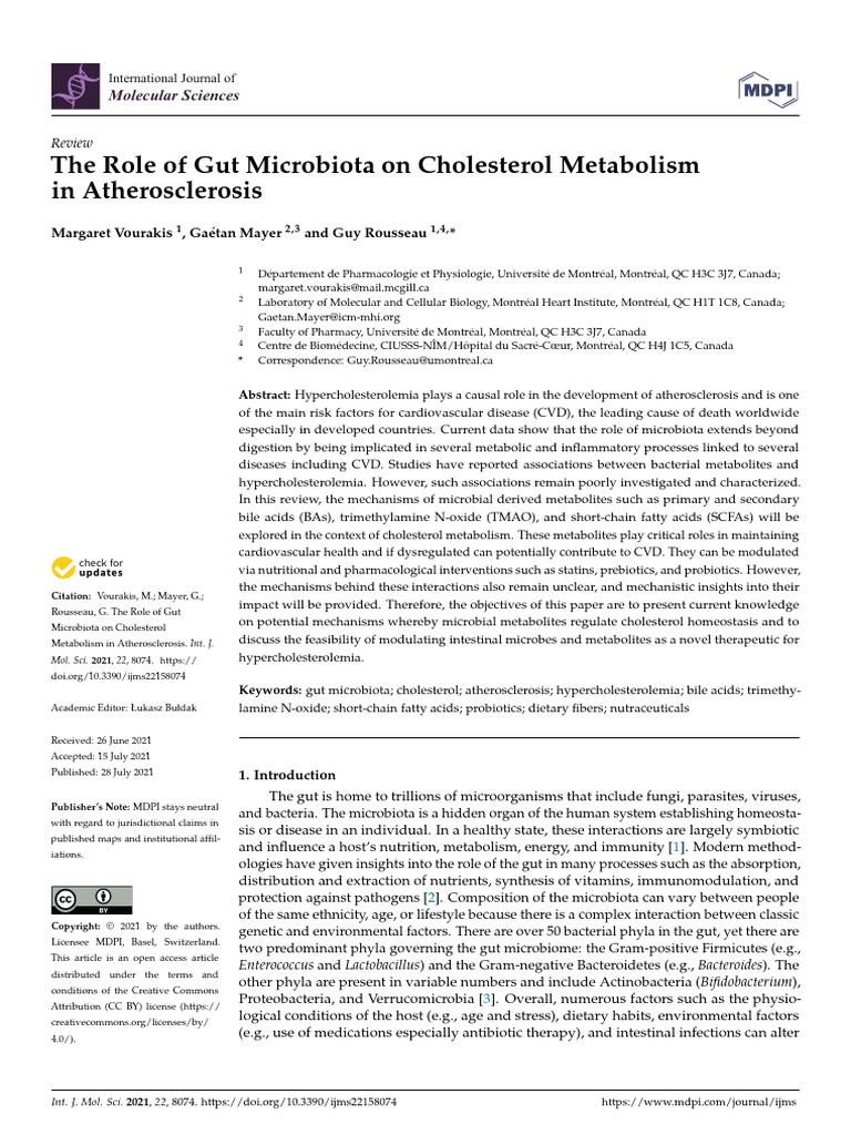 The Role of Gut Microbiota On Cholesterol Metabolism in Atherosclerosis ...