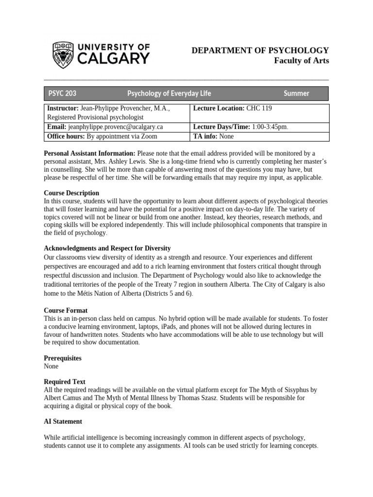 Psychology of Everyday Life Course Guide | PDF | Integrity | Psychology