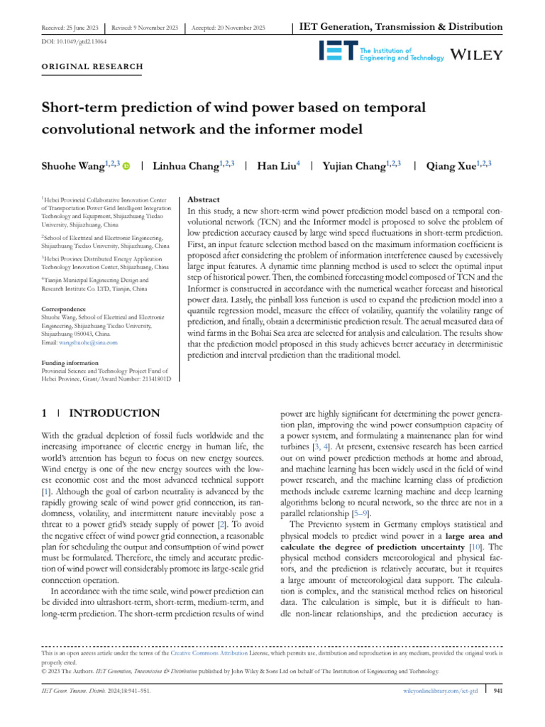 Short-Term Wind Power Prediction Model | PDF | Forecasting | Prediction