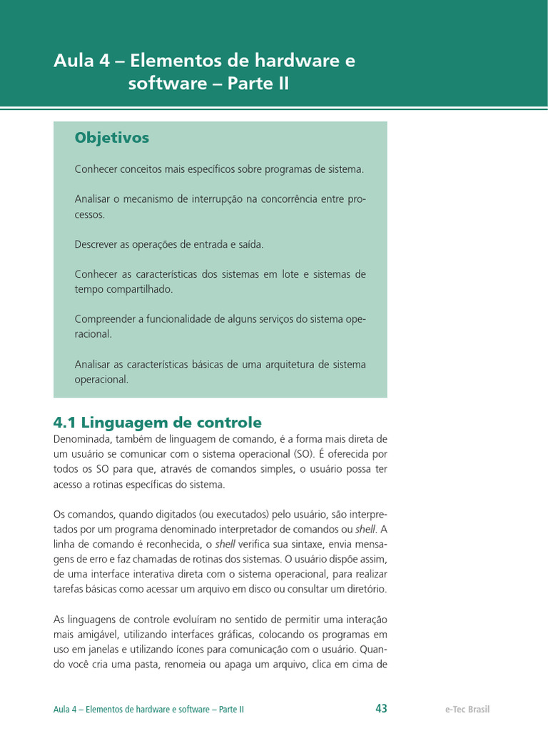 Aula 4 - Elementos de Hardware e Software - Parte II | PDF | Entrada ...