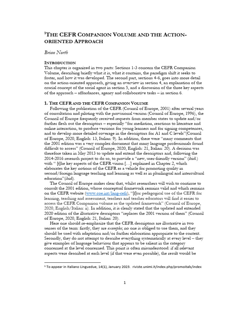 CEFR Companion Volume Overview 2020 | PDF | Learning | Self Efficacy