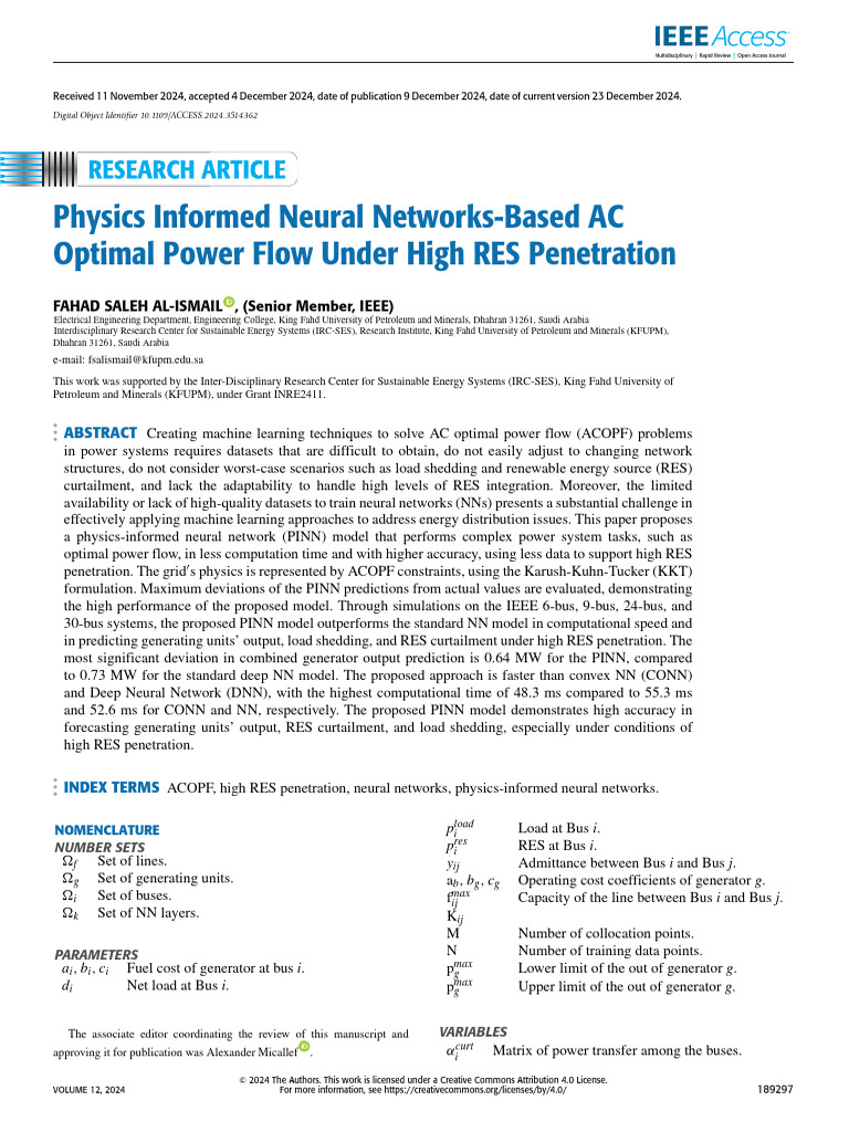 Physics Informed Neural Networks-Based AC Optimal Power Flow Under High ...