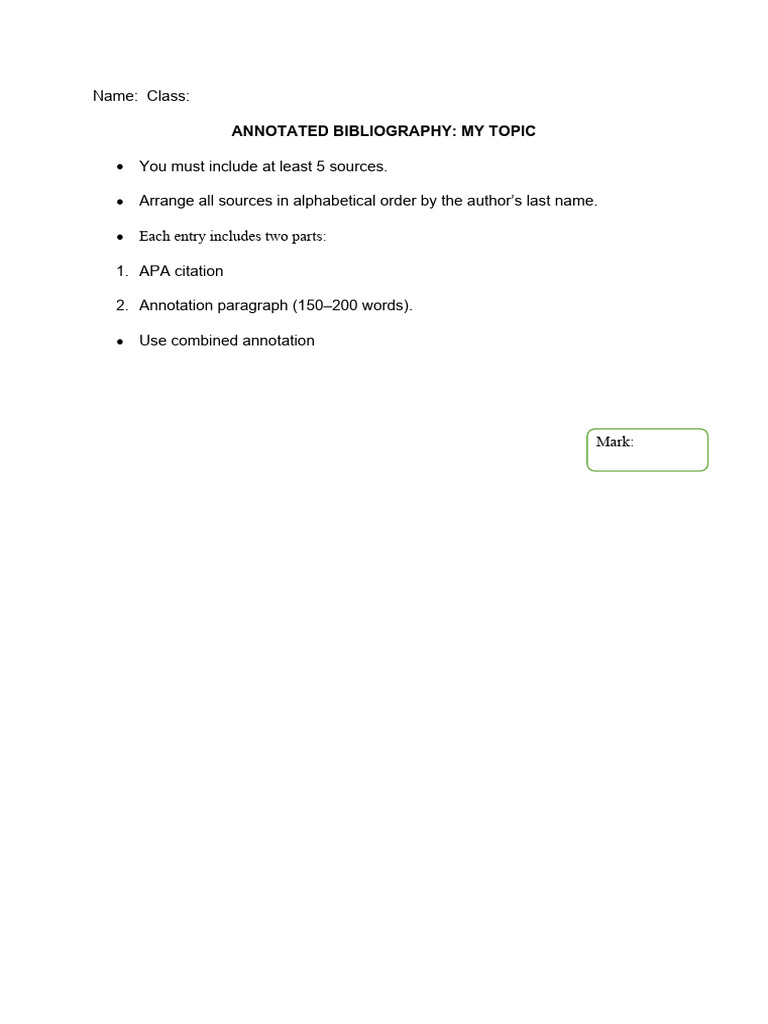 Annotated Bibliography Writing PDF | PDF