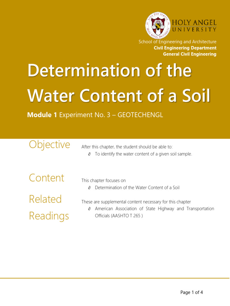 Soil Water Content Determination Guide | PDF | Water | Soil