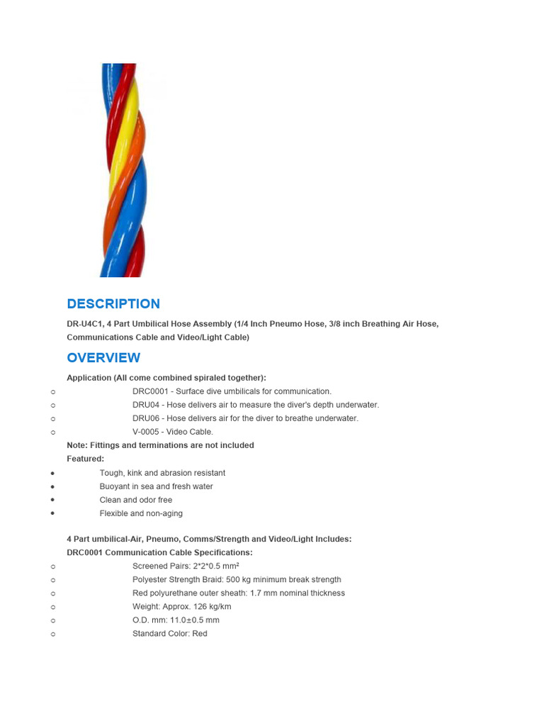Diving Umbilical Hose Assembly Specs | PDF | Underwater Diving
