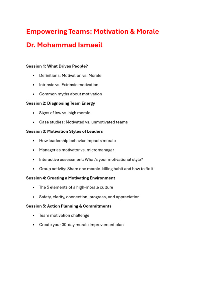 Boosting Team Motivation & Morale | PDF