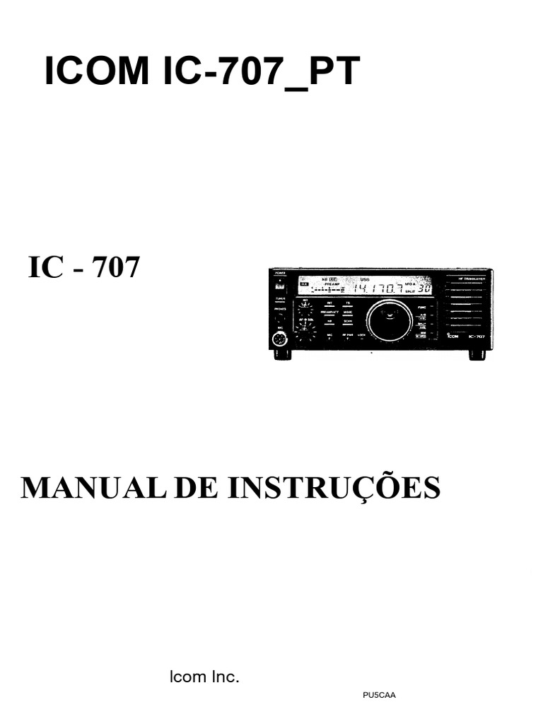 Manual do Transceptor Icom IC-707 | PDF | Conector elétrico | Fonte de ...