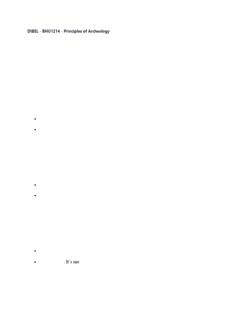 BHU1214 - Principles of Archeology | PDF | Archaeology