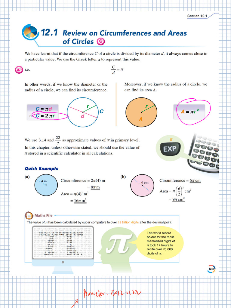 Circle Area and Perimeter Formulas | PDF | Elementary Geometry ...
