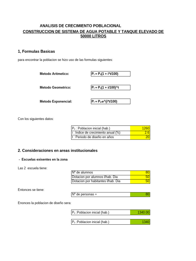 Análisis de Crecimiento Poblacional y Agua Potable | PDF