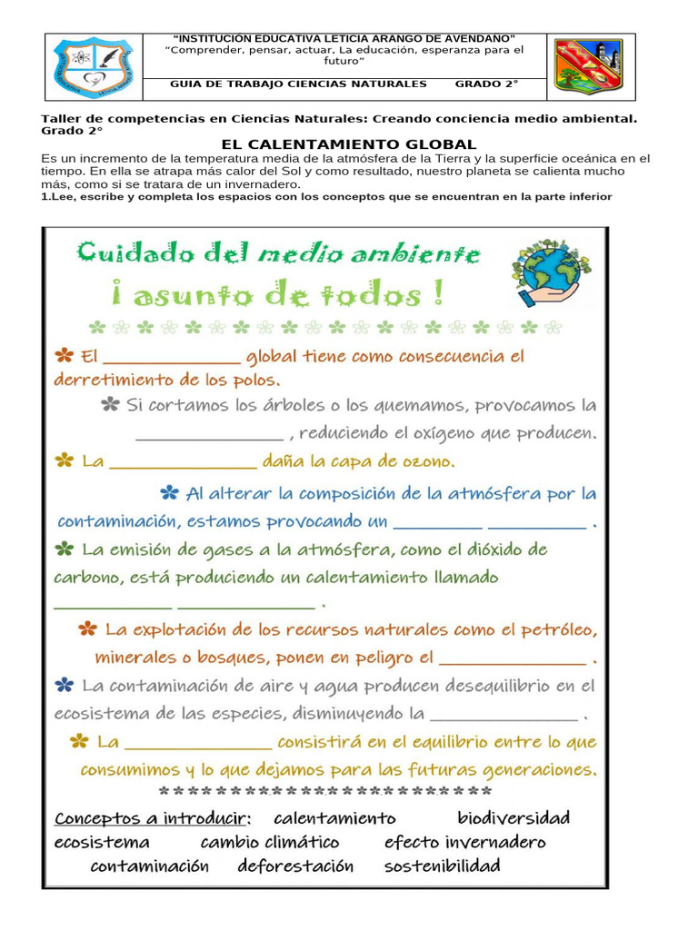 Taller Ciencias Naturales Calentamiento Global 2 | PDF