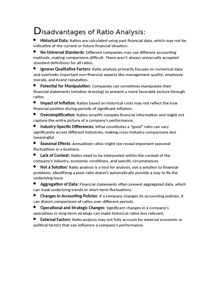 Disadvantages of Ratio Analysis | PDF | Dividend | Equity (Finance)