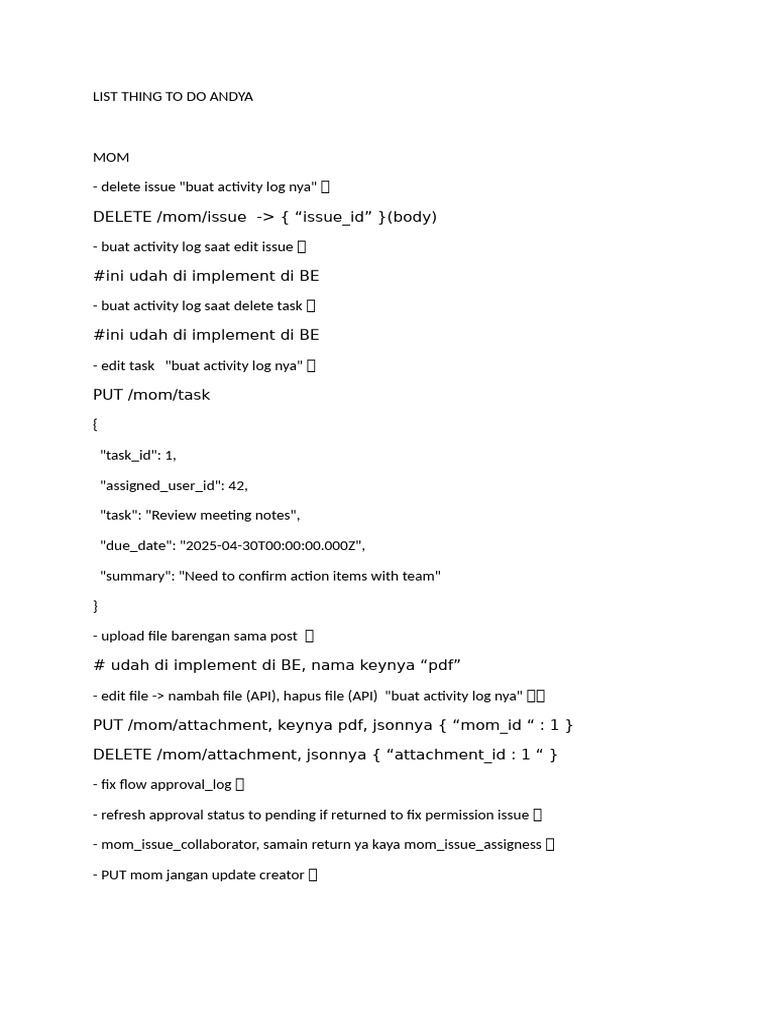 List Thing To Do Andya | PDF