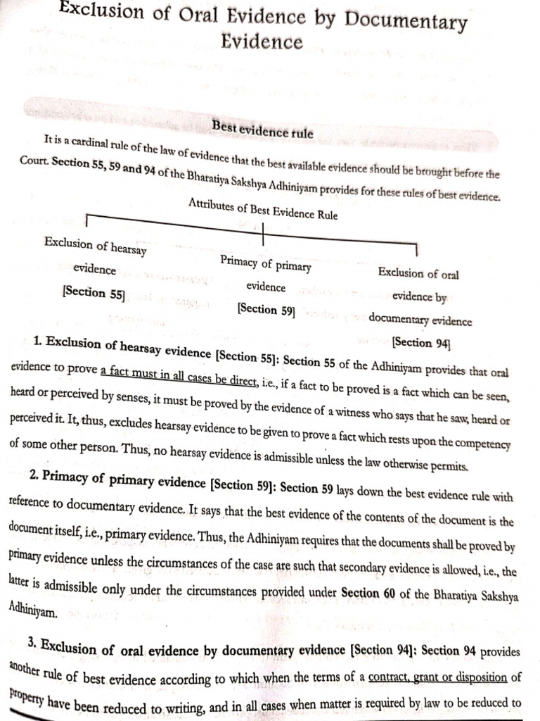 Exclusion of Oral Evidence by Documentary Evidence | PDF