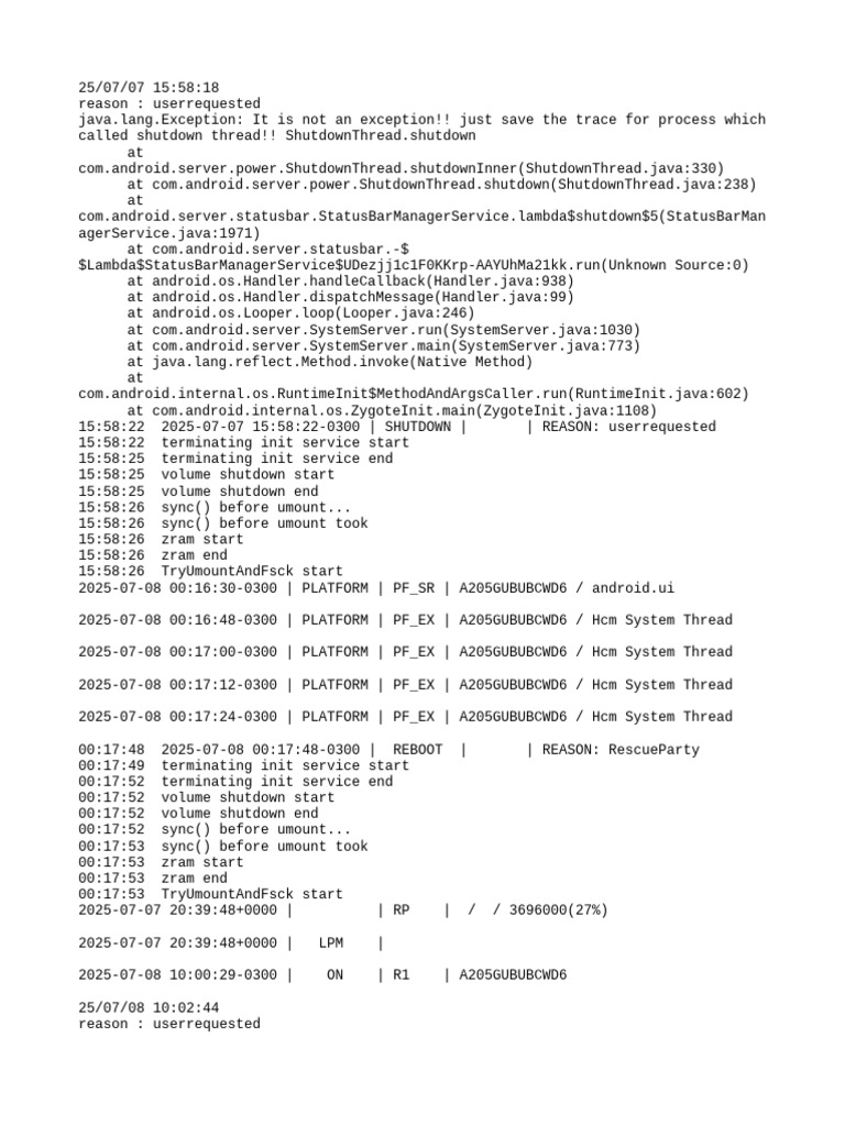 Android Shutdown and Reboot Logs | PDF | Embedded Linux Distributions ...