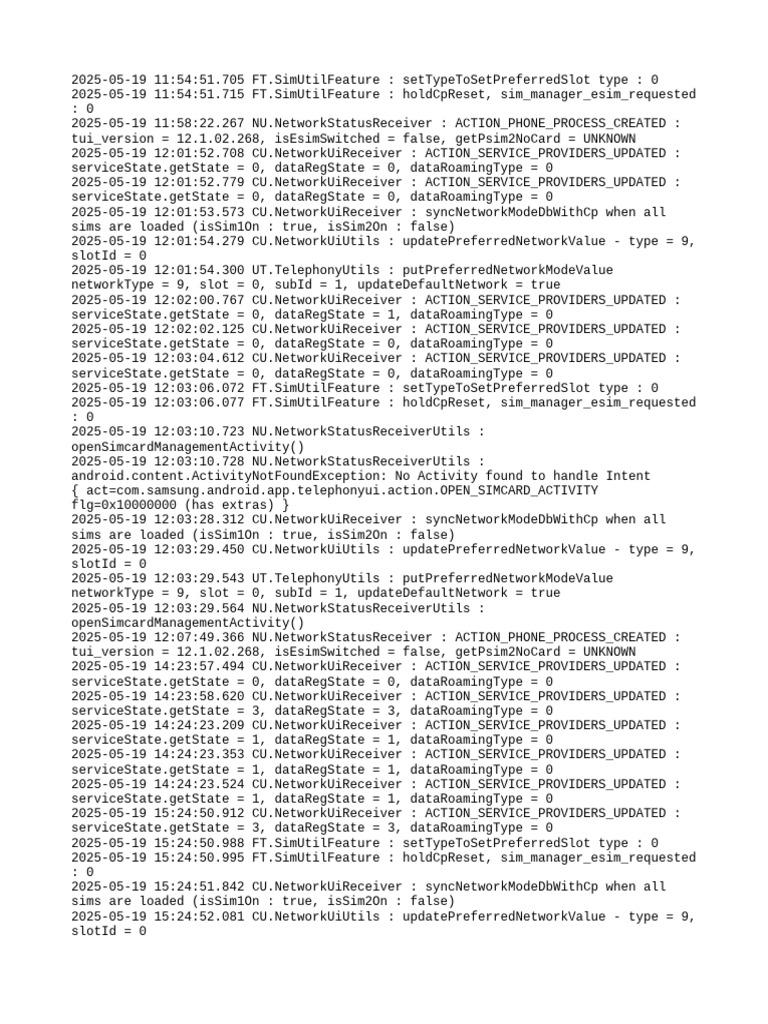 SIM Network Status Updates Log | PDF