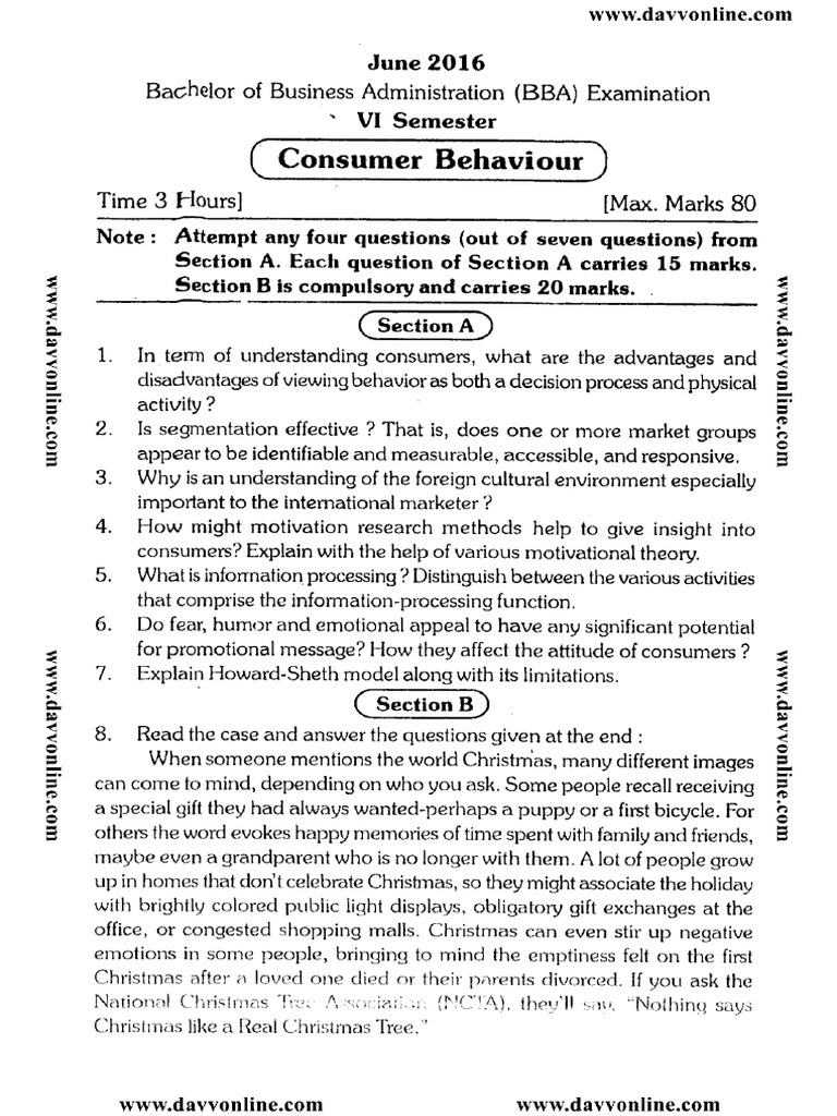 Bba 6 Sem Consumer Behaviour 2016 | PDF