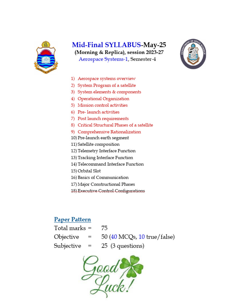 Mid Final Term Syllabus - May 25 | PDF