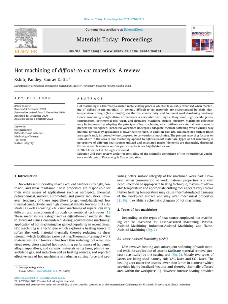 Hot Machining of Difficult Materials Review | PDF | Machining ...