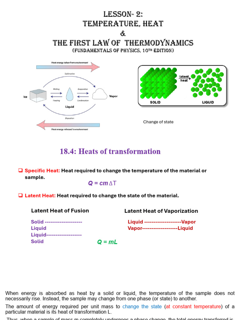 Lecture 2 Physics 2 Summer 2024-25 | PDF | Latent Heat | Heat