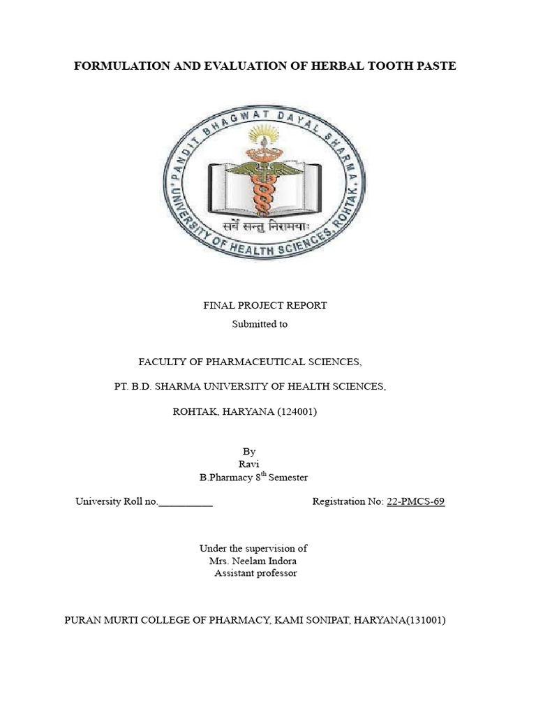 Herbal Toothpaste Formulation Study | PDF | Tooth Enamel | Dentistry ...