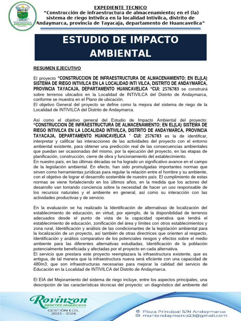Estudio de Impacto Ambiental Ok | PDF | Entorno natural | Evaluación de ...