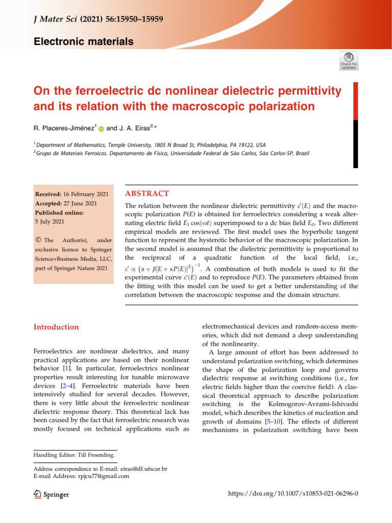 Ferroelectric Nonlinear Dielectric Permittivity | PDF | Dielectric ...