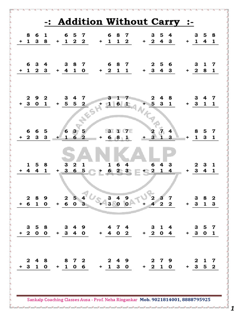 Addition and Subtraction Practice Sheets | PDF | Arithmetic ...