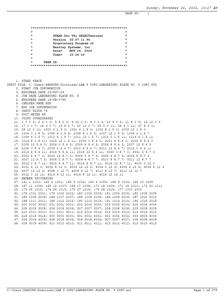 STAAD.Pro V8i Laboratory Plate Analysis | PDF | Earthquake Engineering ...