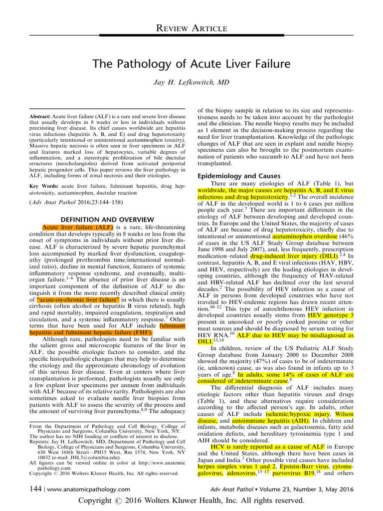 Pathology of Acute Liver Failure | PDF | Hepatitis | Liver