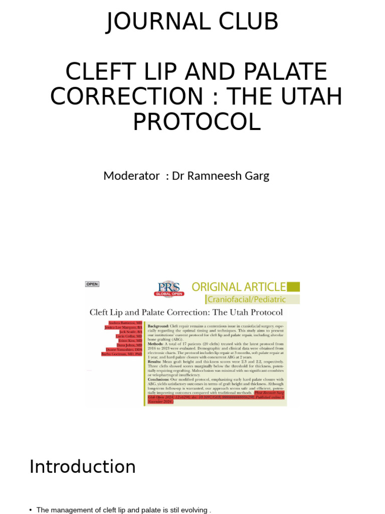 Utah Protocol for Cleft Repair Techniques | PDF | Medical Specialties ...