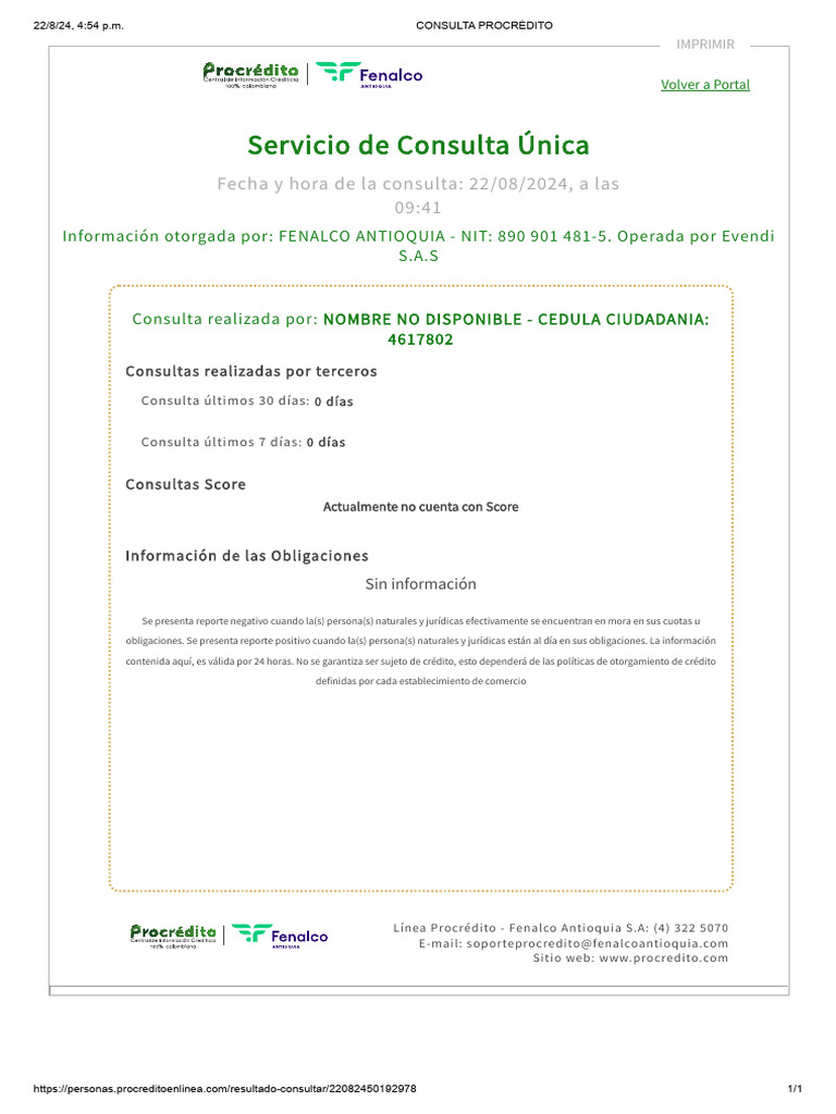 Consulta Procrédito: Resultados y Detalles | PDF