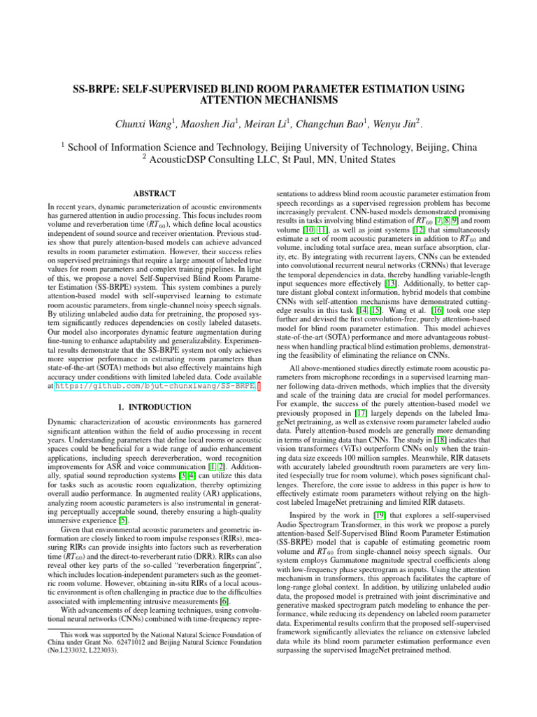 Self-Supervised Room Parameter Estimation | PDF | Learning | Artificial ...