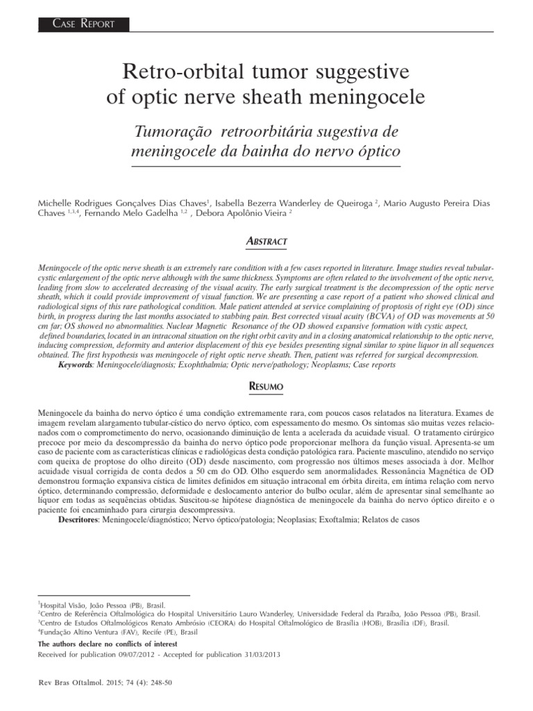 Retro-Orbital Tumor Suggestive of Optic Nerve Shea | PDF ...