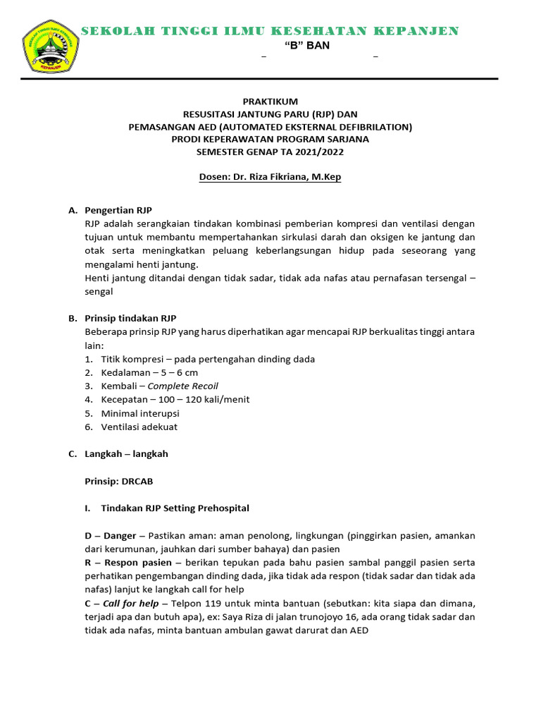 Praktikum RJP dan Pemasangan AED | PDF