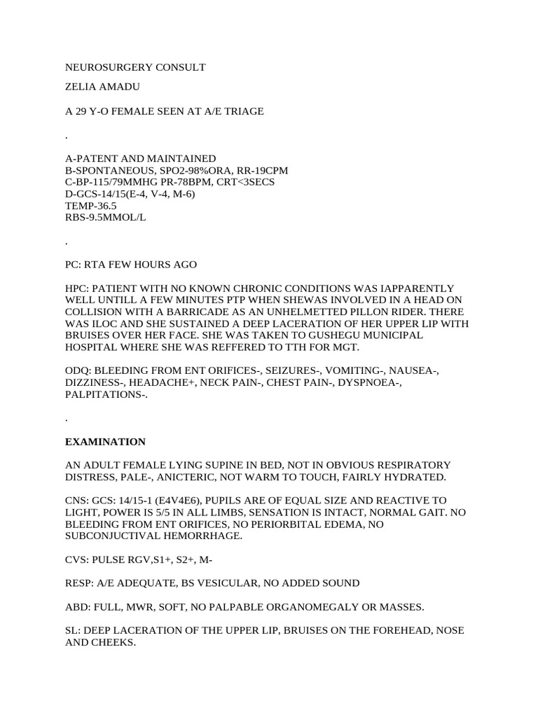 Neurosurgery Consult | PDF